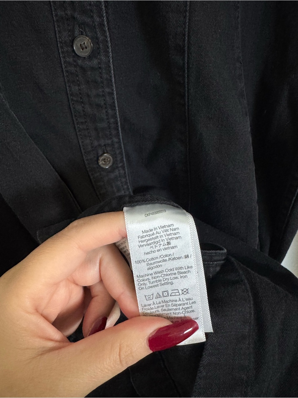 Madewell washed black denim seemed long sleeve mini shirt dress - Picture 5 of 6
